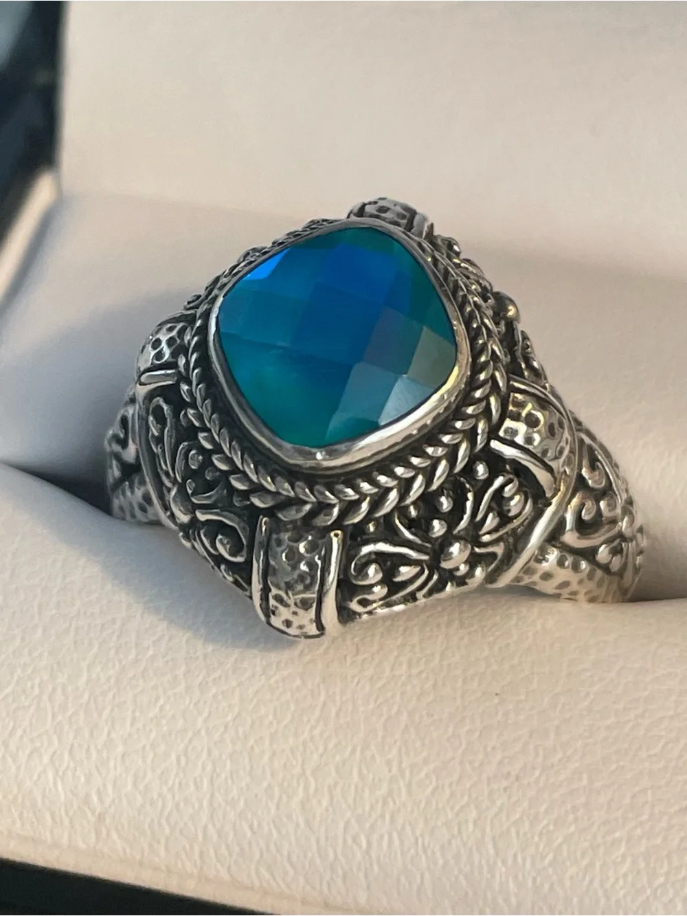 SARDA Ring Sterling Silver Mystic Topaz Stone- Sz 9
